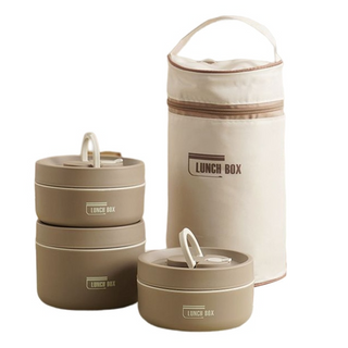 Isobox™ | Meerlagige geïsoleerde lunchbox (Incl. GRATIS draagtas t.w.v. €19,95) Bruin 2x Klein + Groot