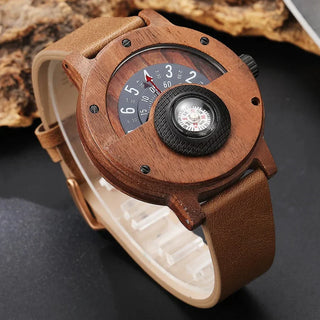 Ramon Houten Horloge met Leren Band Bruin