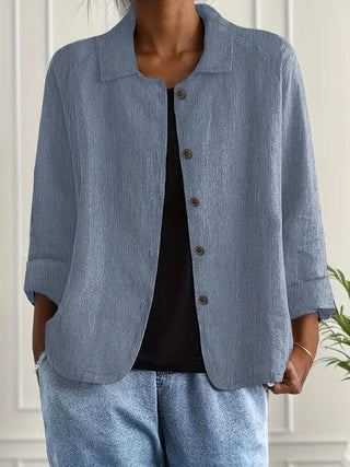 Giesela – Ademend Overhemd met Lange Mouwen Blauw