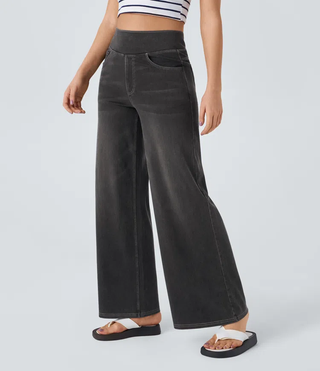 Mel Dames High-Waist Jeans met Wijde Pijpen