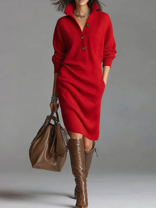 Janice | Elegante Trui-Jurk Rood