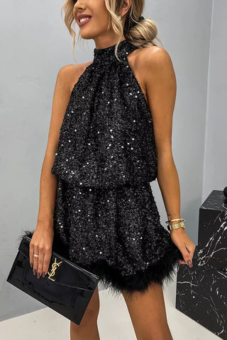 Zara Dames Halter Mini-jurk Zwart