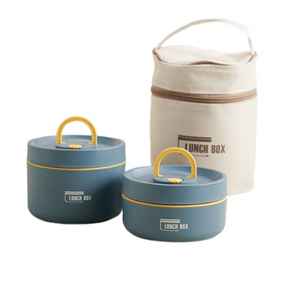 Isobox™ | Meerlagige geïsoleerde lunchbox (Incl. GRATIS draagtas t.w.v. €19,95) Blauw Klein + Groot