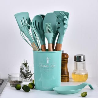 12-delige Hittebestendige Siliconen Kookgerei Set met Opbergdoos – Duurzaam en Veilig Keukengerei