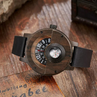 Ramon Houten Horloge met Leren Band