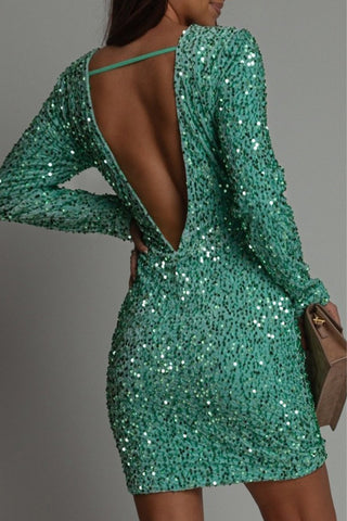Elegante Glitter Winter Jurk Met Rugloos Ontwerp Voor Speciale Gelegenheden En Feestdagen
