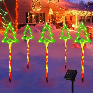 MEELANO Solenergi Candy Tree Christmas Ground Belysning | Dekorative LED udendørs have- og plænelys - CandyTree Varm hvid 5 stk