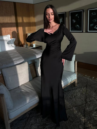 Sophie Dames Maxi-jurk met Lange Mouwen