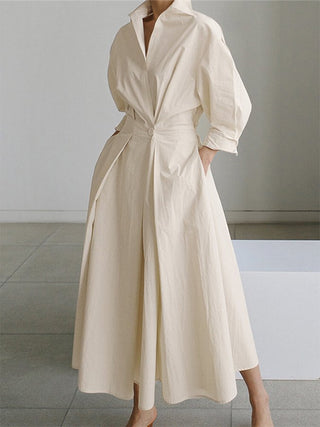 Mathilda Dames Blousejurk met Knopen Beige