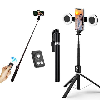 MEELANO Ny 6-i-1 selfie stick med fyldlys