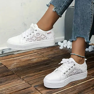 Dames Plateau Zomer Sneakers Wit