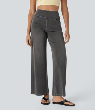 Mel Dames High-Waist Jeans met Wijde Pijpen