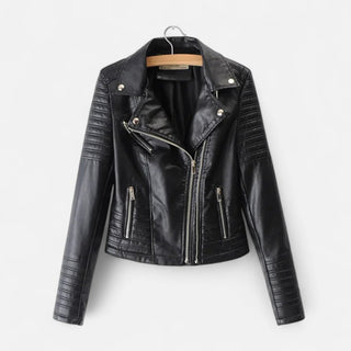 Ancienne Monde | Dames Leren Bikerjas Tijdloos Design Zwart