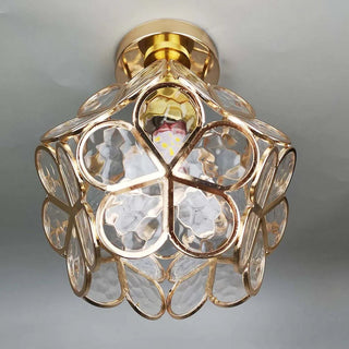 Design Bloemen Stijl Glazen Hal Plafondlamp voor Elegant Interieur Duidelijk D20*H25cm