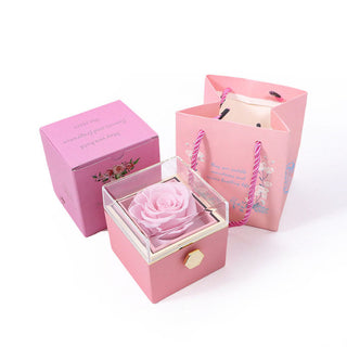 MEELANO Eternal rose box - Med indgraveret kæde & kunstig rose - Isabel