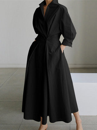 Mathilda Dames Blousejurk met Knopen Zwart