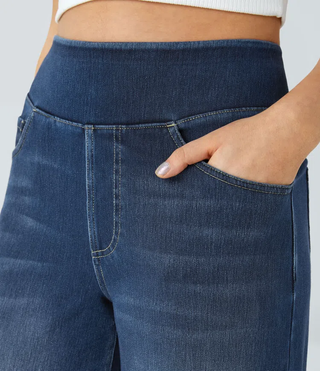 Mel Dames High-Waist Jeans met Wijde Pijpen