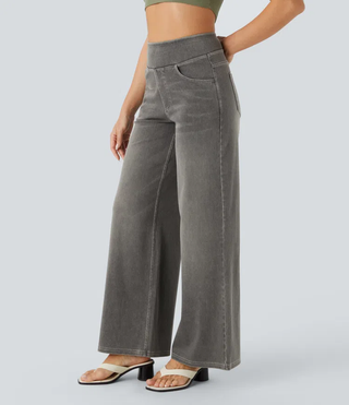 Mel Dames High-Waist Jeans met Wijde Pijpen
