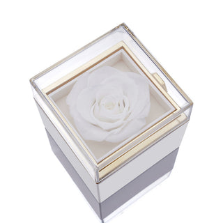 MEELANO Eternal rose box - Med indgraveret kæde & kunstig rose - Isabel Hvid