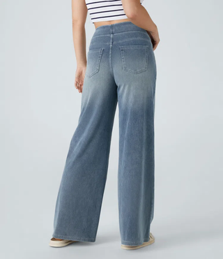 Mel Dames High-Waist Jeans met Wijde Pijpen