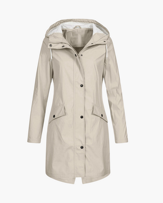 ELYSSI Regenparka Dames Lang met Waterafstotende Coating Beige