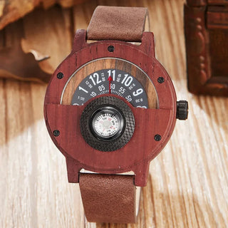 Ramon Houten Horloge met Leren Band