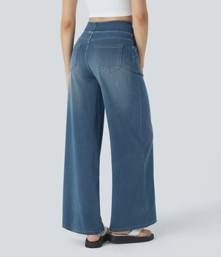 Mel Dames High-Waist Jeans met Wijde Pijpen