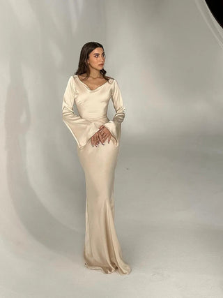 Sophie Dames Maxi-jurk met Lange Mouwen