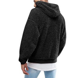Arvid | Pluizige teddy hoodie voor heren Zwart