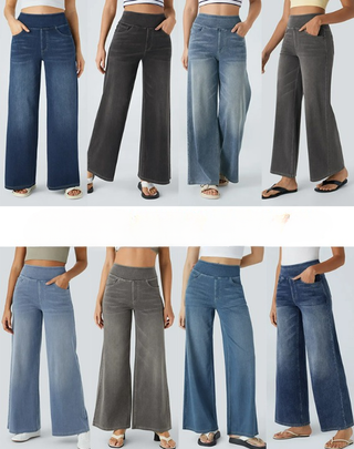 Mel Dames High-Waist Jeans met Wijde Pijpen