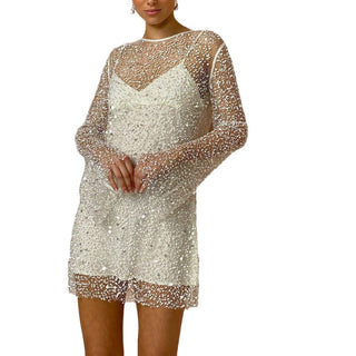 Amara Dames Mesh Jurk met Glittereffect en Bandjes