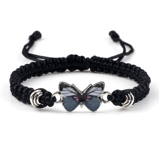 MEELANO Butterfly charm armbånd sort
