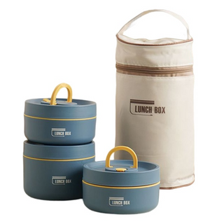 Isobox™ | Meerlagige geïsoleerde lunchbox (Incl. GRATIS draagtas t.w.v. €19,95) Blauw 2x Klein + Groot