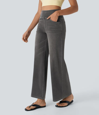 Mel Dames High-Waist Jeans met Wijde Pijpen