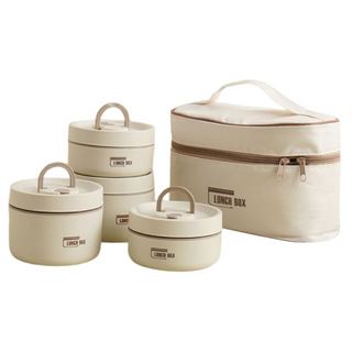 Isobox™ | Meerlagige geïsoleerde lunchbox (Incl. GRATIS draagtas t.w.v. €19,95) Wit 2x Klein + 2x Groot