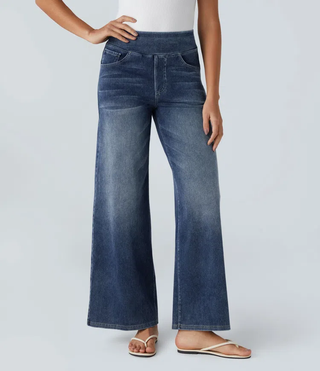 Mel Dames High-Waist Jeans met Wijde Pijpen
