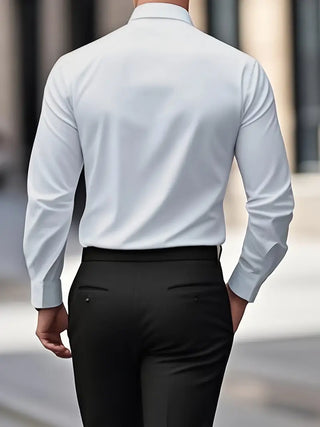 Heren Lange Mouw Overhemd Slim Fit van Ademend Materiaal