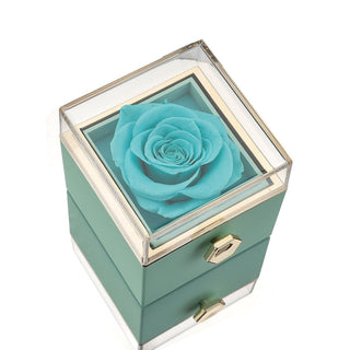MEELANO Eternal rose box - Med indgraveret kæde & kunstig rose - Isabel Lyseblå