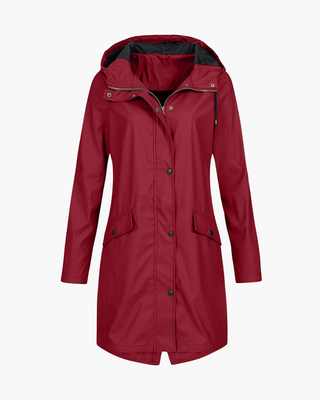 ELYSSI Regenparka Dames Lang met Waterafstotende Coating Rood