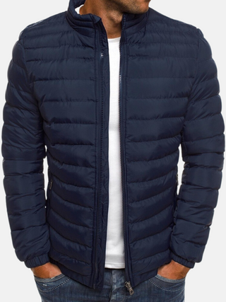 Donzen Puffer Jas met Rits Donkerblauw