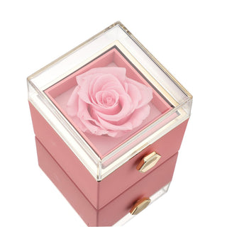 MEELANO Eternal rose box - Med indgraveret kæde & kunstig rose - Isabel Lyserød