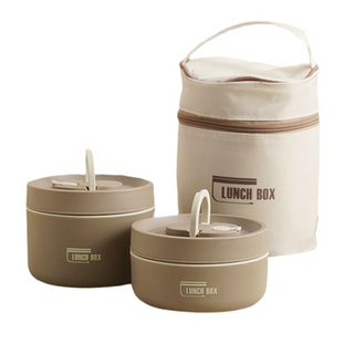 Isobox™ | Meerlagige geïsoleerde lunchbox (Incl. GRATIS draagtas t.w.v. €19,95) Bruin Klein + Groot