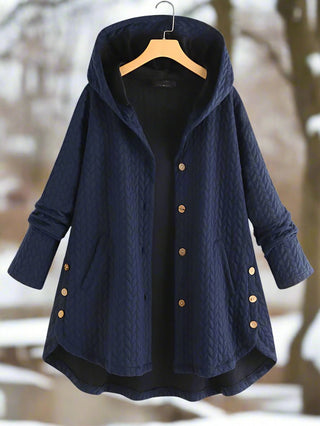 Gezellige, Elegante, Veelzijdige Gewatteerde Capuchonjas voor Dames Blauw