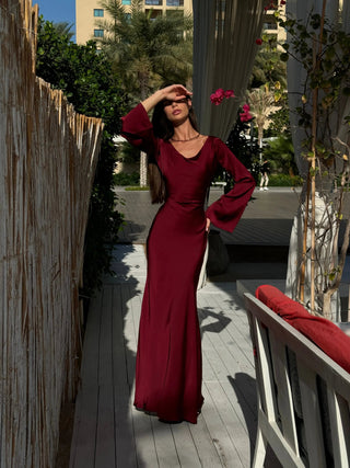Sophie Dames Maxi-jurk met Lange Mouwen