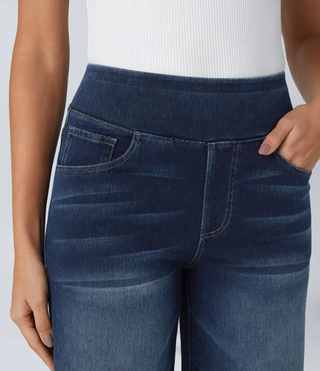 Mel Dames High-Waist Jeans met Wijde Pijpen