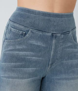 Mel Dames High-Waist Jeans met Wijde Pijpen