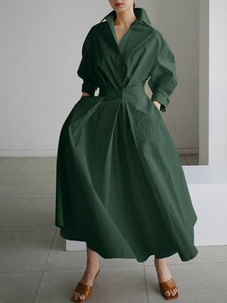 Mathilda Dames Blousejurk met Knopen Legergroen