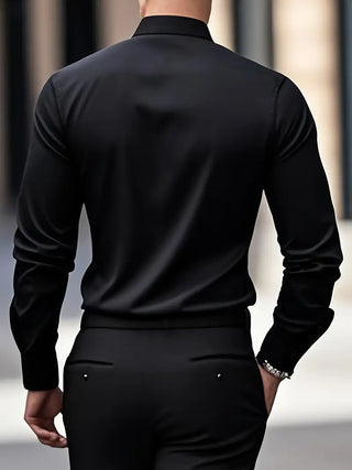 Heren Lange Mouw Overhemd Slim Fit van Ademend Materiaal