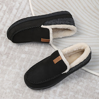 Heren Loafers Pantoffels - Warm Fijnwol - Winter - Fijn voor Thuis Zwart