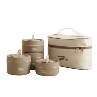 Isobox™ | Meerlagige geïsoleerde lunchbox (Incl. GRATIS draagtas t.w.v. €19,95) Bruin 2x Klein + 2x Groot